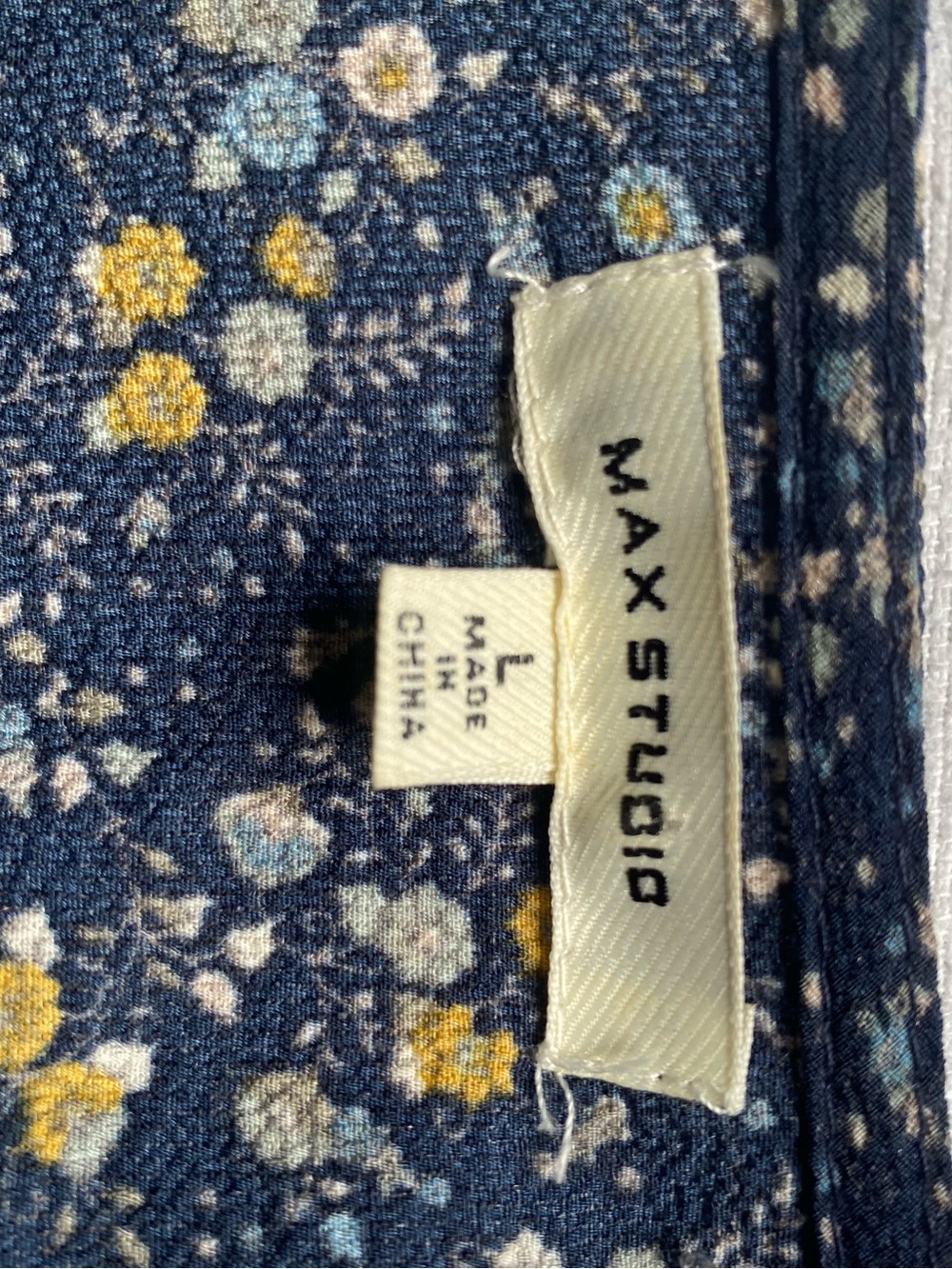 Max Studio Navy Floral Tiered Maxi Dress SZ L - Picture 5 of 16